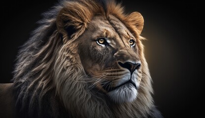 Fototapeta premium Lion looking forward Ai Generative