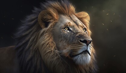 Fototapeta premium Lion looking forward Ai Generative