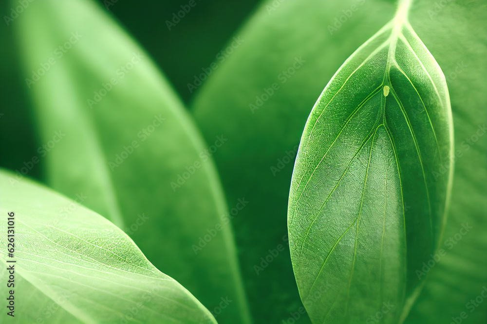 Poster green leaf background close up view. nature foliage abstract of leave texture for showing concept of