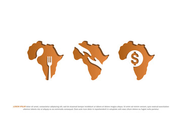 logo african map sape problem hunger poverty icon illustration