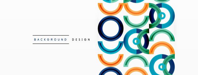 Fototapeta premium Circles are arranged in a grid pattern abstract background and feature a range of different colors, including shades of various colors. Template for wallpaper, banner, presentation, background