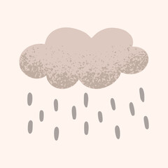 Boho cloud in a naive children's style. Autumn colored illustration. Cloud in warm pastel colors. Clipart for the design of greeting cards, invitations, prints, stickers and patterns.