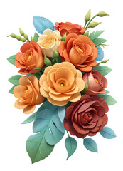 roses watercolor realistic 3d style on transparent background,generative ai