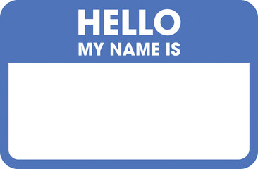 Digital png illustration of id with hello my name is text on transparent background