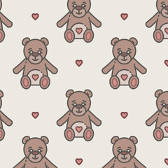 Digital png illustration of pattern of bears and hearts on transparent background