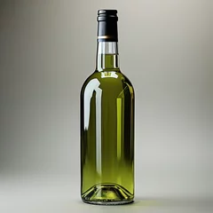 Photo sur Plexiglas Enfants A green glass wine bottle in bright white lighting.