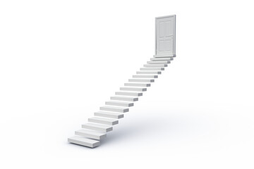 Obraz premium Digital png illustration of white door and stairs on transparent background