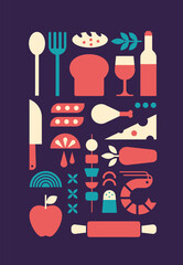 abstract artwork of food and drink modern geometric style