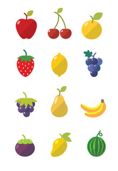 collection of Fruits icons vector