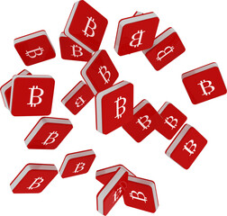Digital png illustration of squares with bitcoin symbol on transparent background
