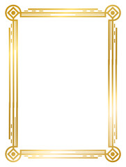 Art Deco gold frame vintage frame line geometric wedding label card frame png transparent background