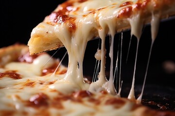 Pizza with very much cheese melting, created by Generative AI