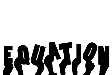 Digital png illustration of hands with equation text on transparent background