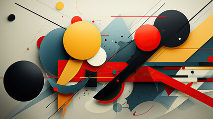 Obraz premium Balance and imbalance-themed abstract composition playing with asymmetrical compositions, off-center focal points, or disrupted patterns. Contrasting colors emphasize visual tension and create a visua