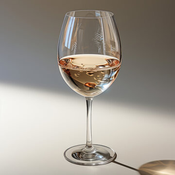 A crystal wine glass casting soft shadows on a white background.