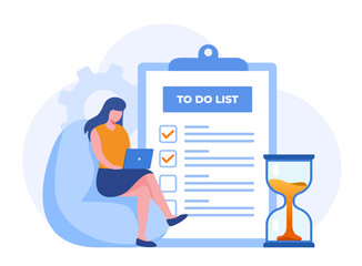 To do list agenda, reminder, target, checkmark, management, timeline, business planner, flat vector banner for landing page website