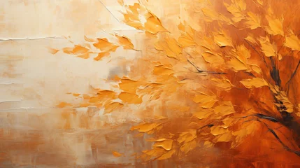 Fototapete Kinder Background image rendering of autumn foliage in the style of digital oil painting, showcasing rustic textures in colors of harvest gold and pumpkin orange, capturing the aesthetics of fall with palett