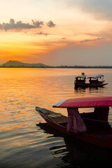 The fascinating view of Dal Lake with sunrise.