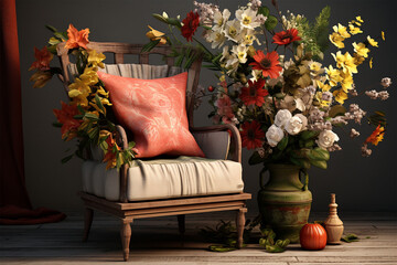 flowers and chairs and cushions