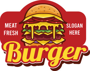 Vector food burger illustration for food bussiness and gaming team isolated 