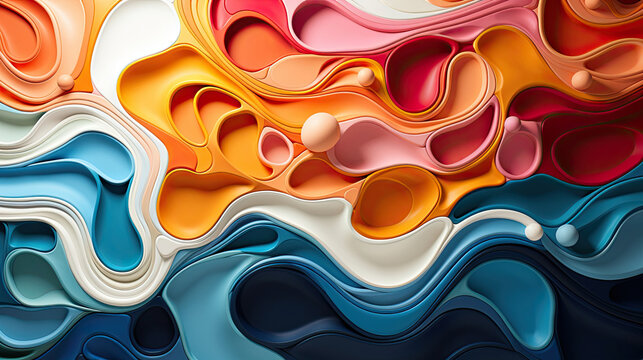 Biomorphic shapes-focused abstract artwork incorporating organic, fluid forms inspired by nature or the human body. Muted or vibrant color palette enhances the organic quality and evokes a sense of li