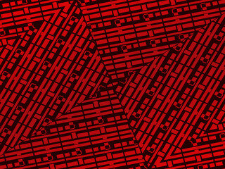 High contrast red and black glossy stripes background. Abstract technology graphic banner design. Vector corporate background.