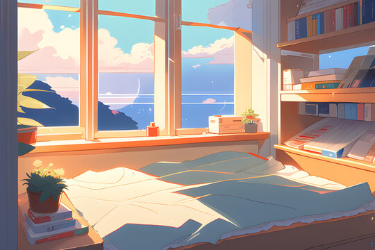 A room by the sea. Generative AI 