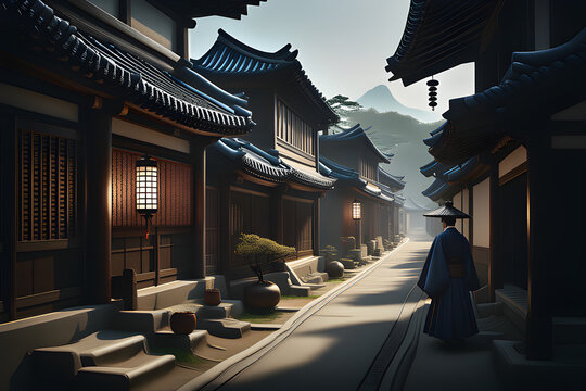 old street in asia, Generative AI 