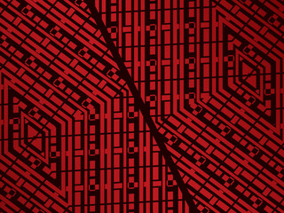 High contrast red and black glossy stripes background. Abstract technology graphic banner design. Vector corporate background.