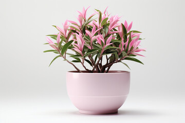 pik color flower in pot white background