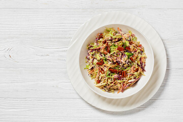 fresh coleslaw with cabbage, carrots, onion, pecan