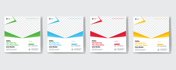 Modern Creative Corporate Business marketing agency promotion social media post template. Editable square banner design with place for the photo.