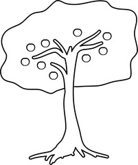 Apple Tree Outline Illustration Vector