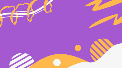 Trendy Flat Style Abstract Artwork Purple Background with White and Orange Decorations