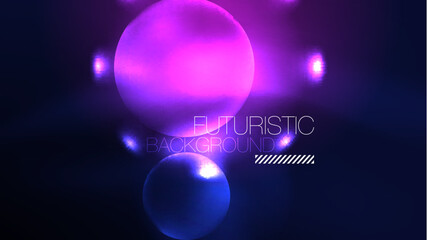 Circles with bright neon shiny light effects, abstract background wallpaper design