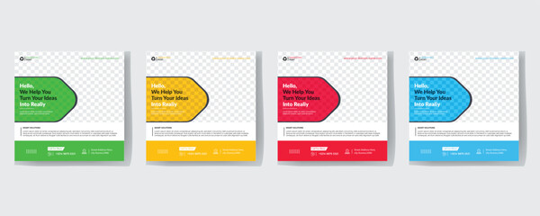 Modern creative corporate Business marketing agency promotion social media post template. Editable square banner design with place for the photo.