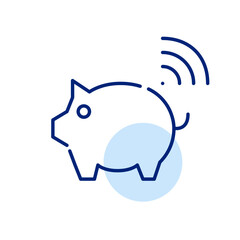Smart piggy bank. E-wallet and savings financial tools. Pixel perfect, editable stroke icon