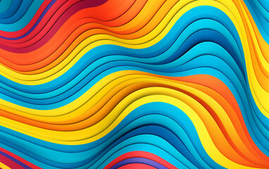 Abstract colorful background with waves in pop art style. Generative AI technology.