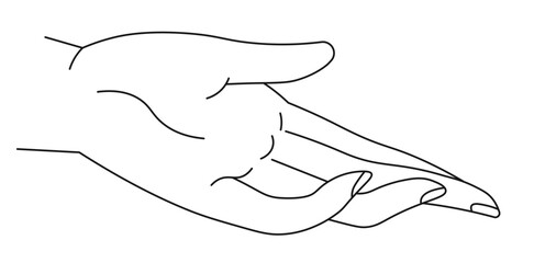 Obraz premium Hand giving or taking, line art palm and fingers