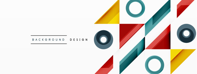 Colorful triangles and circles abstract background. Design for wallpaper, banner, background, landing page, wall art, invitation, prints, posters