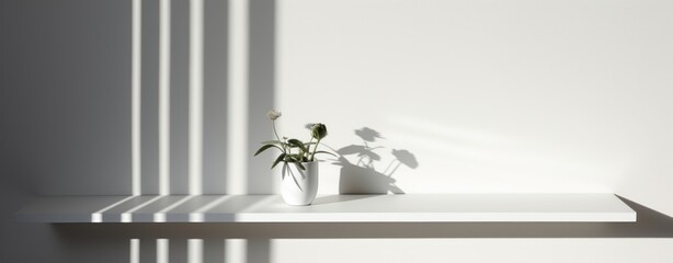 White room with shadow and sunlit. Generative AI