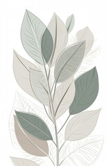 Simple minimalistic line art print single botanical with white background, Generative ai