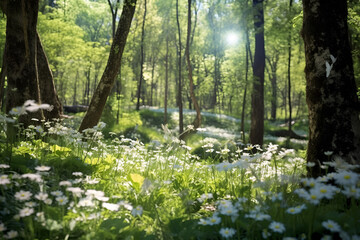 Fototapeta premium sun during spring in the forest