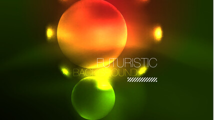 Neon glowing circles, magic energy space light concept, abstract background wallpaper design