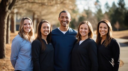 Fototapeta premium smile and healthy of team of medical professionals. different age. generative ai.