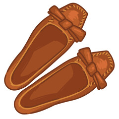 Vintage shoes made of brown leather retro style