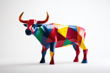 colourful buffalo statue isolated on white