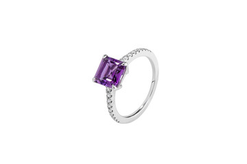 Metal Ring with Topaz and Diamonds including clipping path
