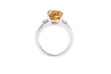 Metal Ring with Topaz and Diamonds including clipping path
