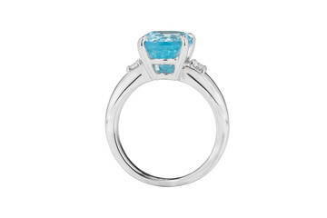 Metal Ring with Topaz and Diamonds including clipping path
